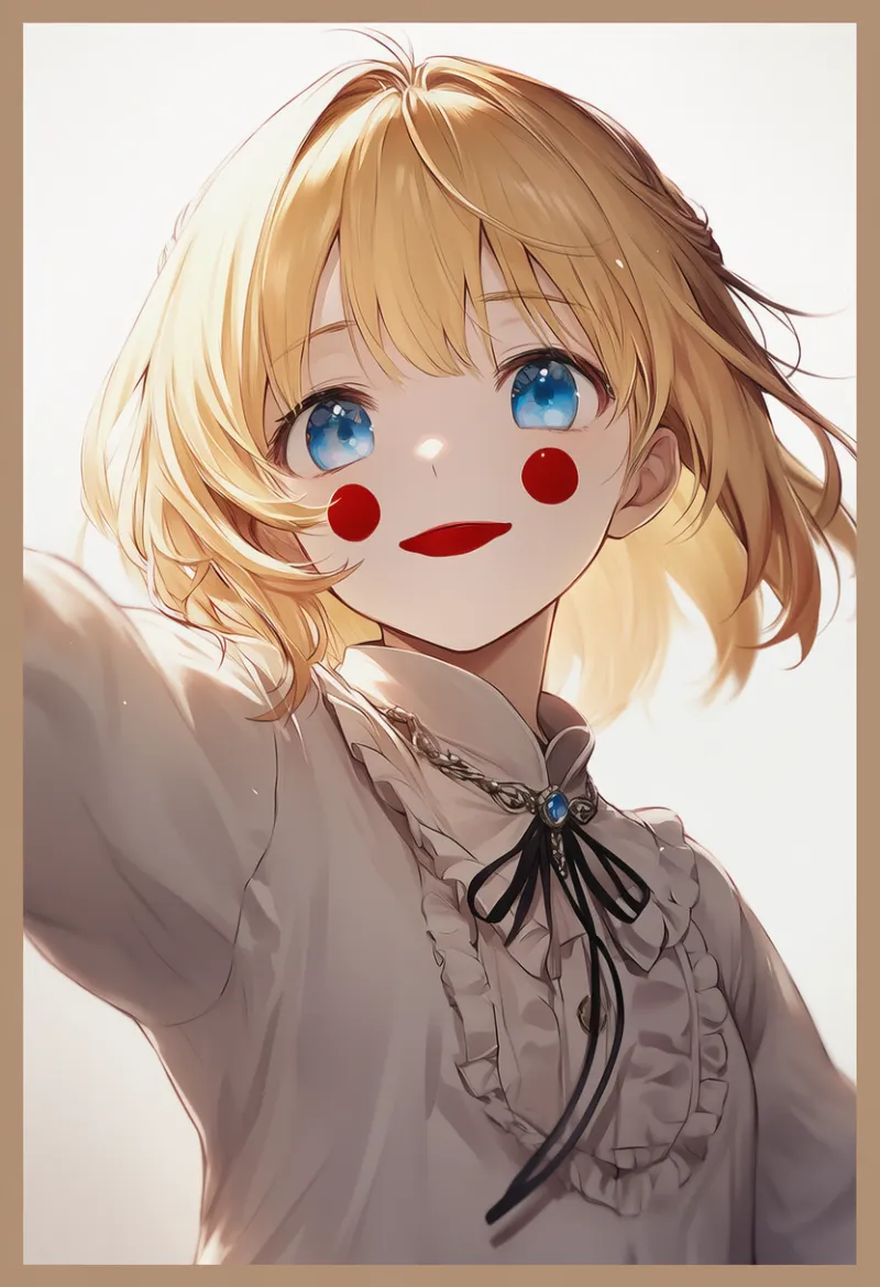 ゆったりとしたブラウスのAIイラスト（ピエロ服用）｜プロンプト紹介