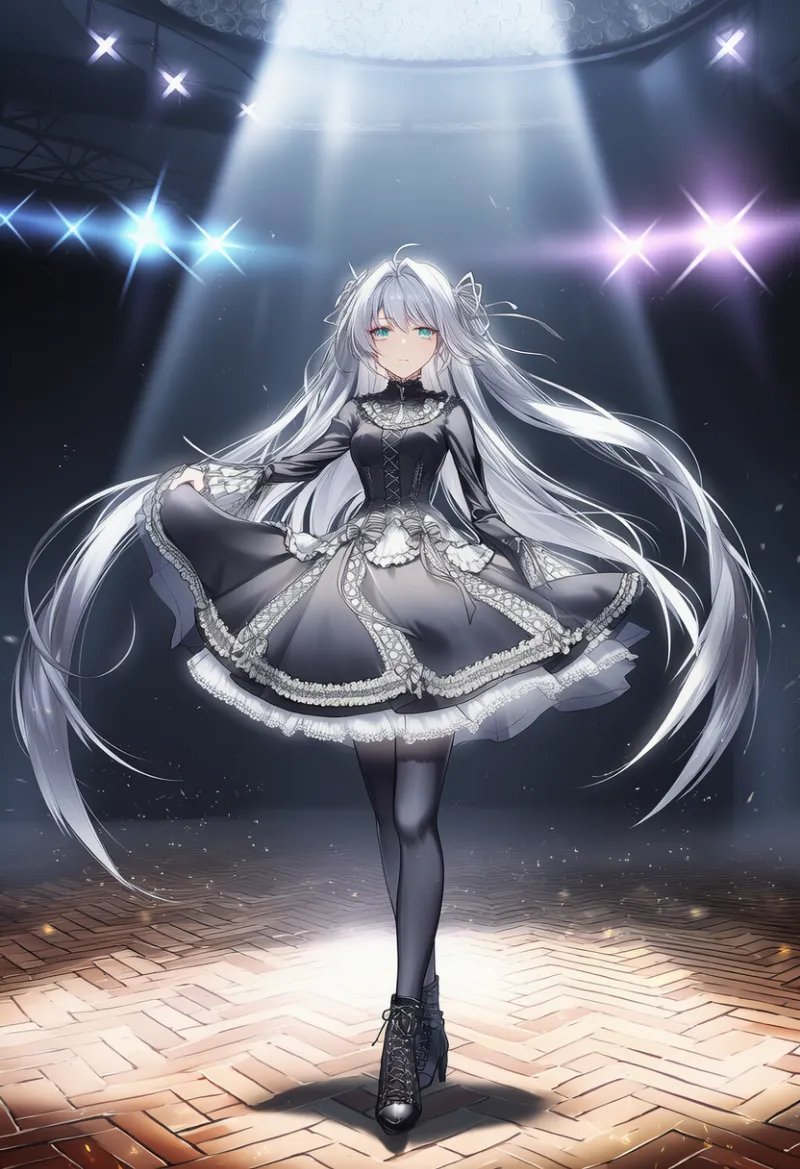 パーケット床のAIイラスト｜ファッションショー・ランウェイのプロンプト紹介