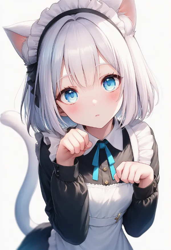 ニャーのポーズのAIイラスト｜プロンプト：paw pose