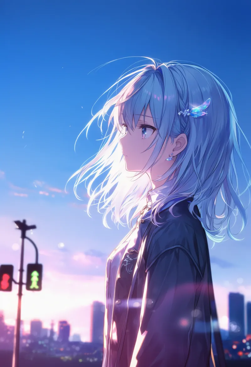 歩行者用信号のAIイラスト（都市景観）