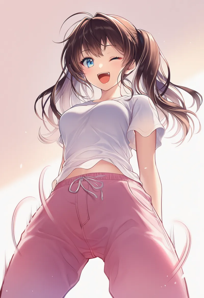 骨盤を前に突き出して腰をくねらせるポーズのAIイラスト作例｜プロンプト：pelvic thrust