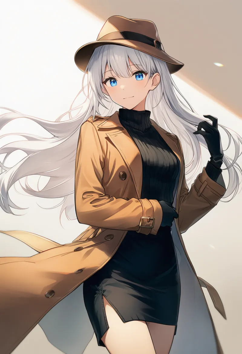 ペンシルスカートのAIイラスト（探偵の服装）｜プロンプト紹介