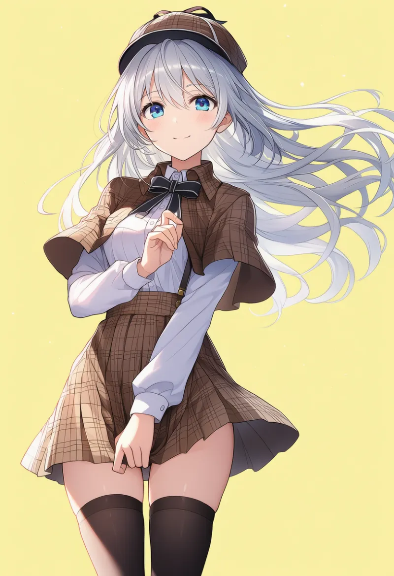 プレイド柄のスカートのAIイラスト（探偵衣装）｜プロンプト紹介