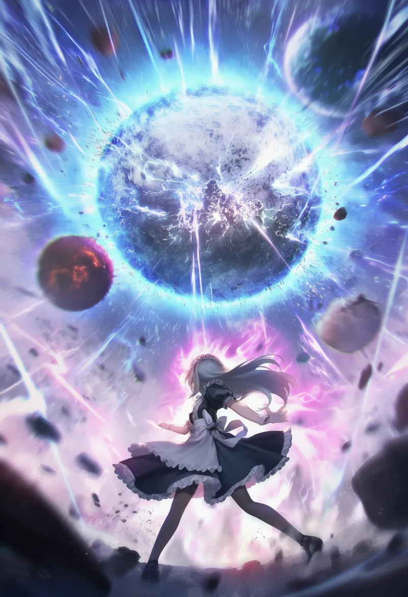 惑星規模の破壊シーンのAIイラスト作例｜プロンプト