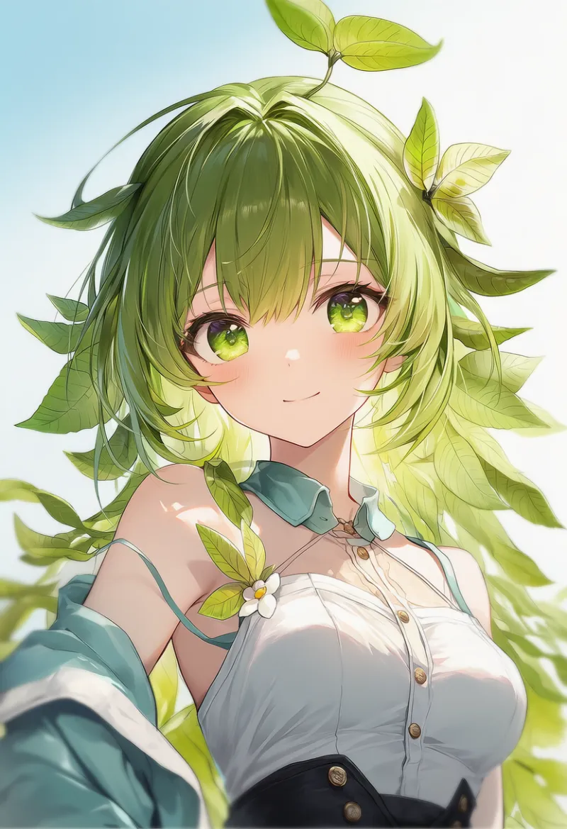 植物の髪のAIイラスト｜特殊な髪型プロンプト紹介