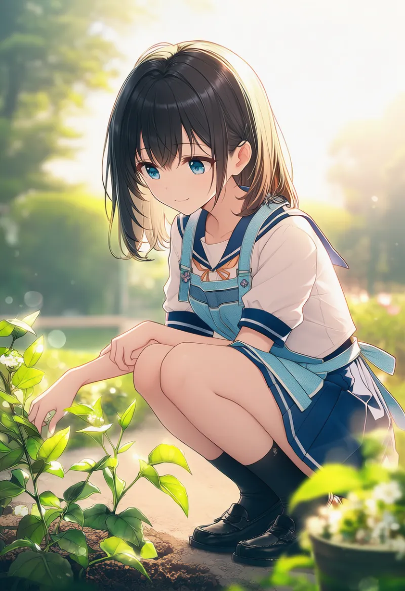 植栽行為のAIイラスト（ガーデニング）｜プロンプト紹介