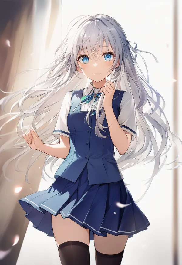 プリーツスカートとニーハイのAIイラスト（探偵の服装）｜プロンプト紹介