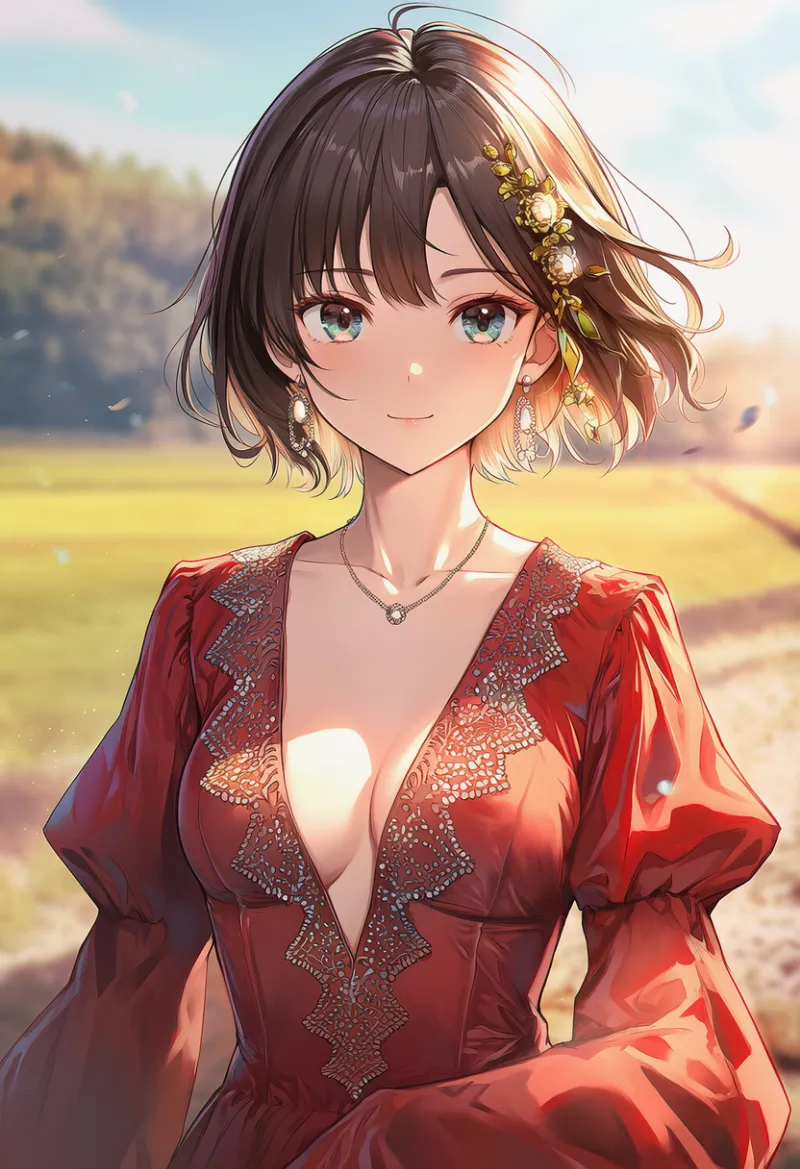 プランジング・ネックライン・ドレスのAIイラスト（フラメンコ用）｜プロンプト紹介
