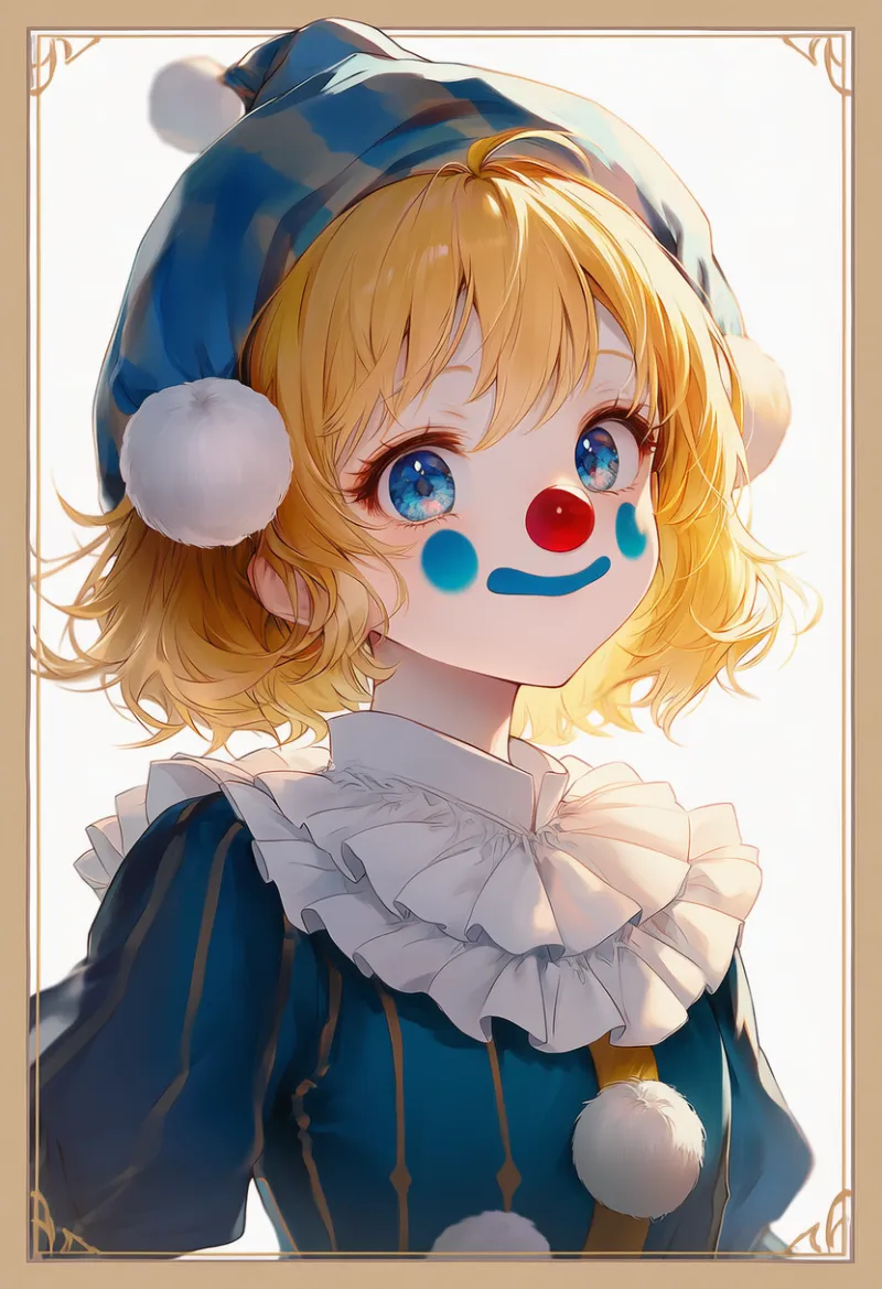 ポンポン付きの服のAIイラスト（ピエロ服用）｜プロンプト紹介