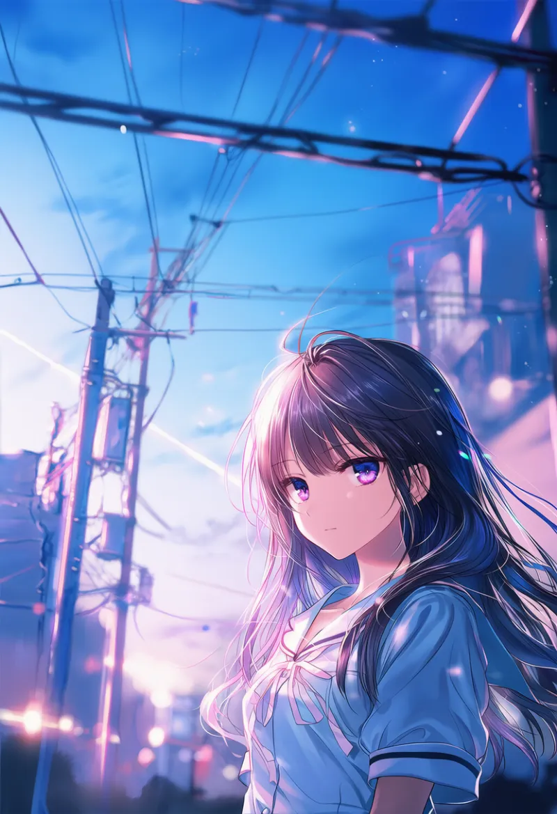 電線のAIイラスト（都市景観）