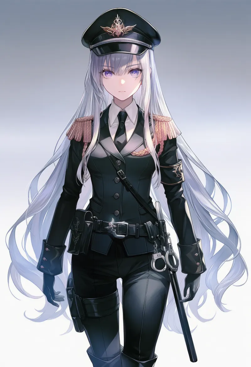 ユーティリティベルト付きの看守服のAIイラスト作例｜プロンプト紹介