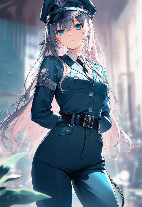 パンツスタイルの看守の服のAIイラスト
