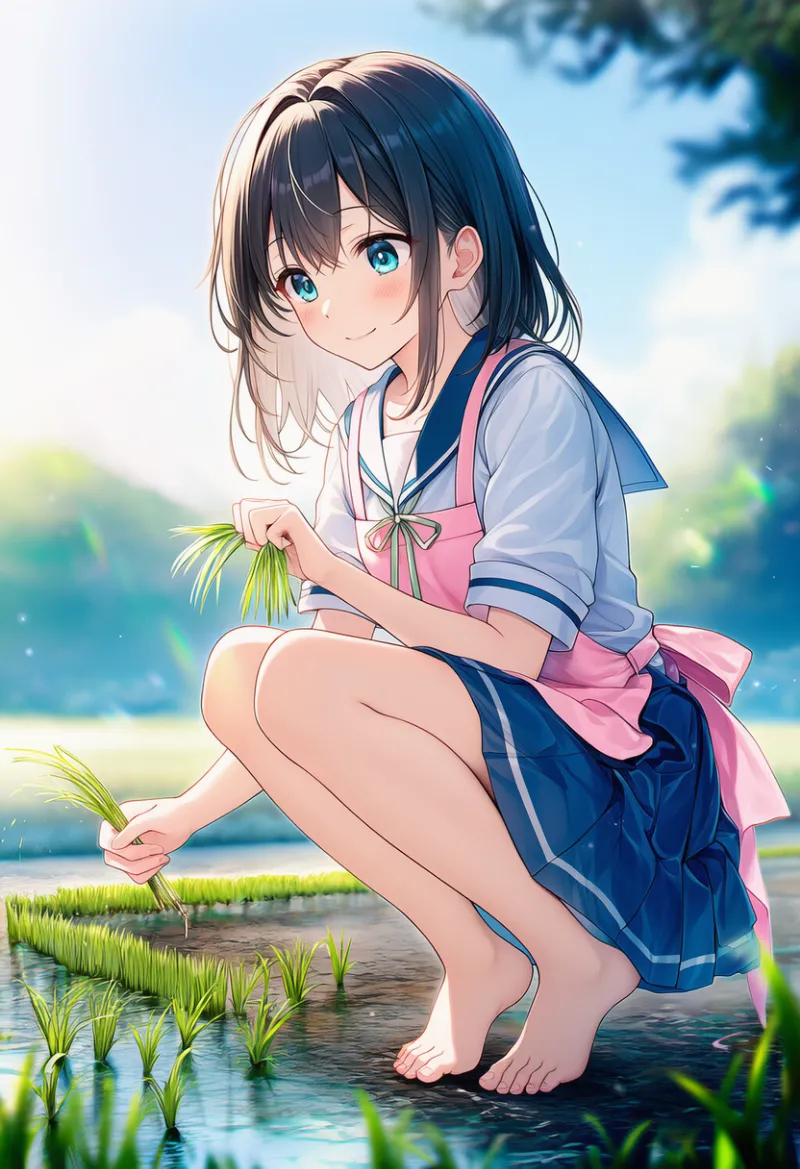 田植えのAIイラスト（ガーデニング）｜プロンプト紹介