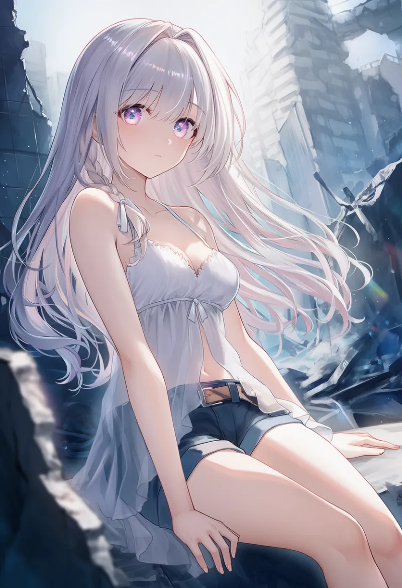 破壊後の廃墟のAIイラスト｜プロンプト紹介