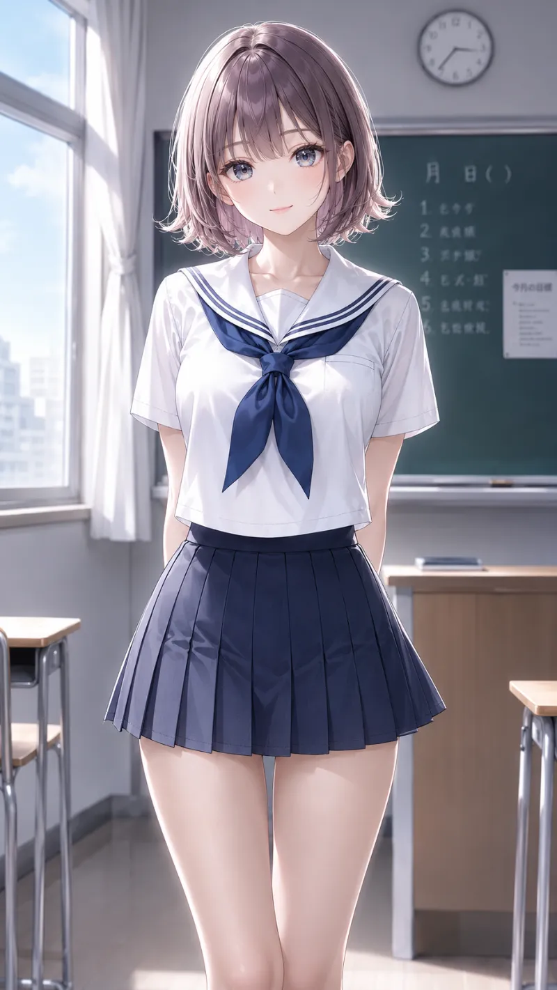セーラー服 夏 白 半袖 青スカーフのAIイラスト|GPT Image 2.0