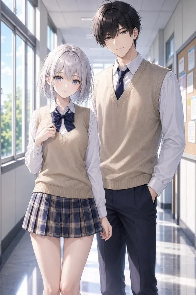 制服 ニットベスト シャツ 上品のAIイラスト|GPT Image 2.0