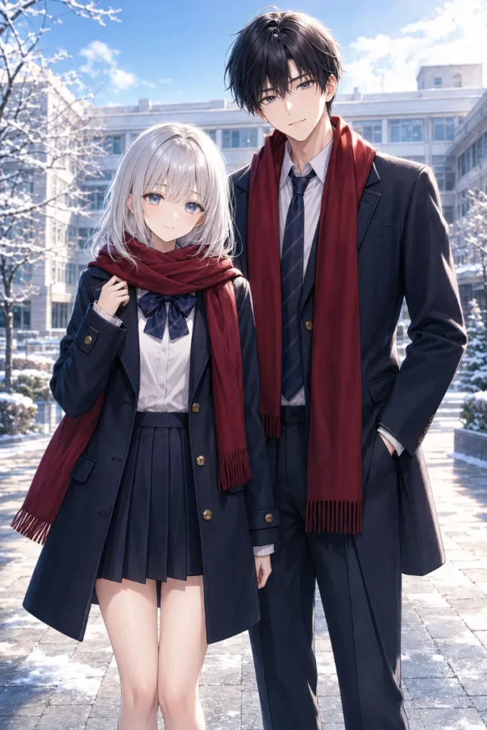 制服 コート マフラー 冬スタイルのAIイラスト|GPT Image 2.0