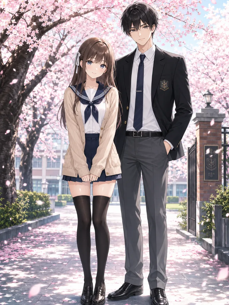 ネイビーセーラー服とブレザー男子の王道コーデのAIイラスト|GPT Image 2.0