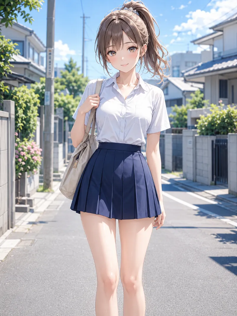 夏制服とアクセサリーを組み合わせた元気系スタイルのAIイラスト|GPT Image 2.0