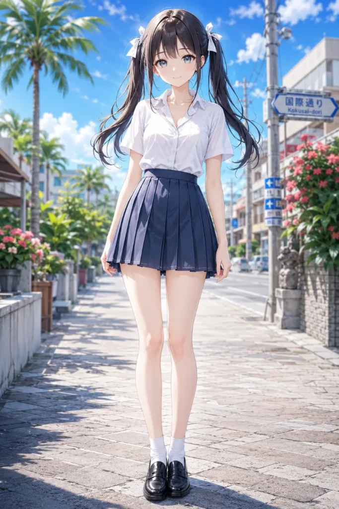 制服 沖縄風 開襟シャツ 白 涼しげのAIイラスト|GPT Image 2.0