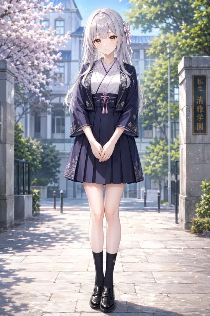 和風制服 袴風 着物モチーフ 伝統的のAIイラスト|GPT Image 2.0