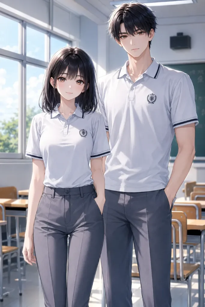 制服 ポロシャツ 夏 涼しげ スラックスのAIイラスト|GPT Image 2.0
