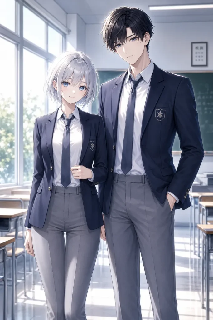 制服 女子 スラックス ジェンダーレスのAIイラスト|GPT Image 2.0