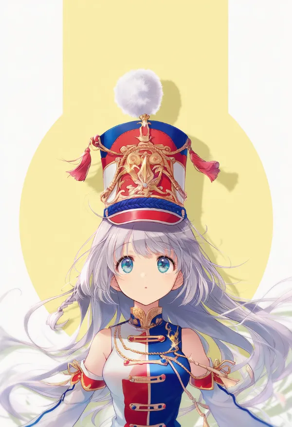 ポンポン付きのシャコー帽（マーチング衣装）のAIイラスト｜プロンプト紹介