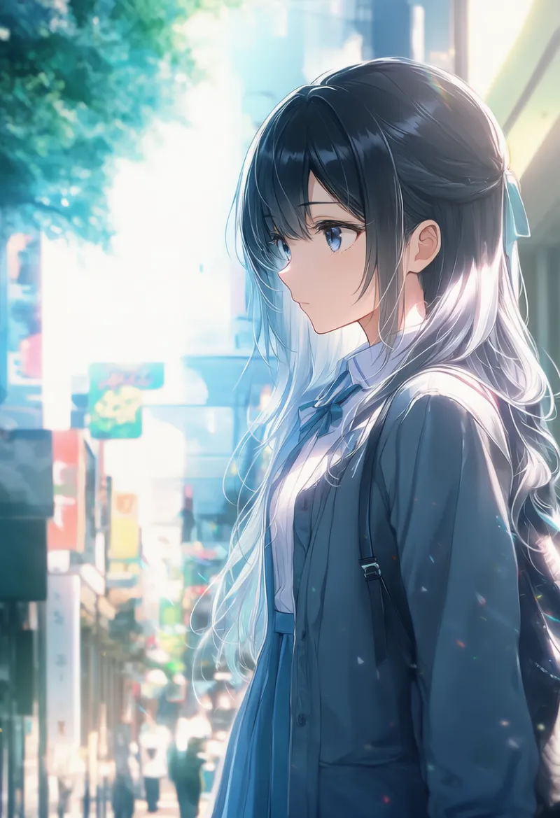 繁華街・ショッピング街のAIイラスト（都市景観）