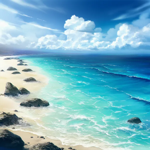 岸辺・海岸のAIイラスト｜プロンプト紹介