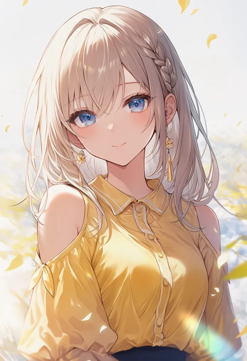 肩部分のカットアウトデザインの服のAIイラスト