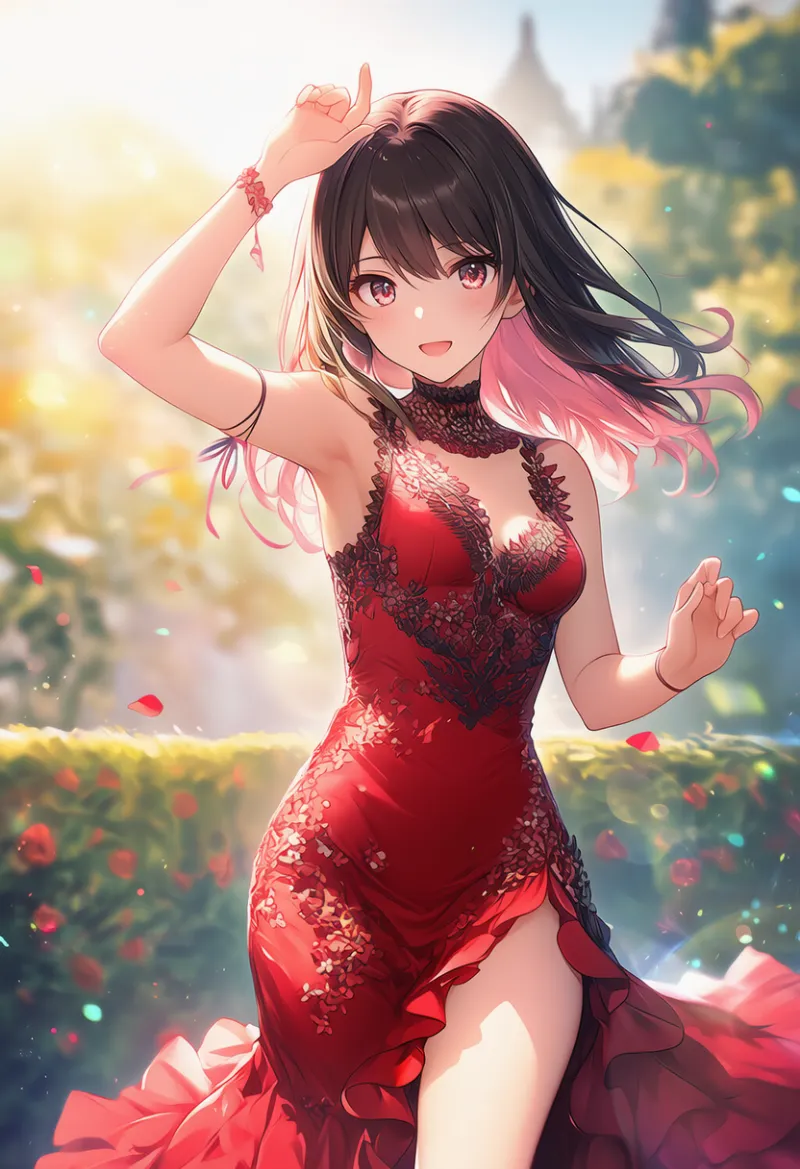 サイドスリット・ドレスのAIイラスト（フラメンコ用）｜プロンプト紹介