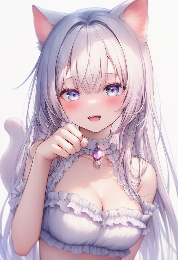 ニャーのポーズ（片手）のAIイラスト｜プロンプト：single paw pose