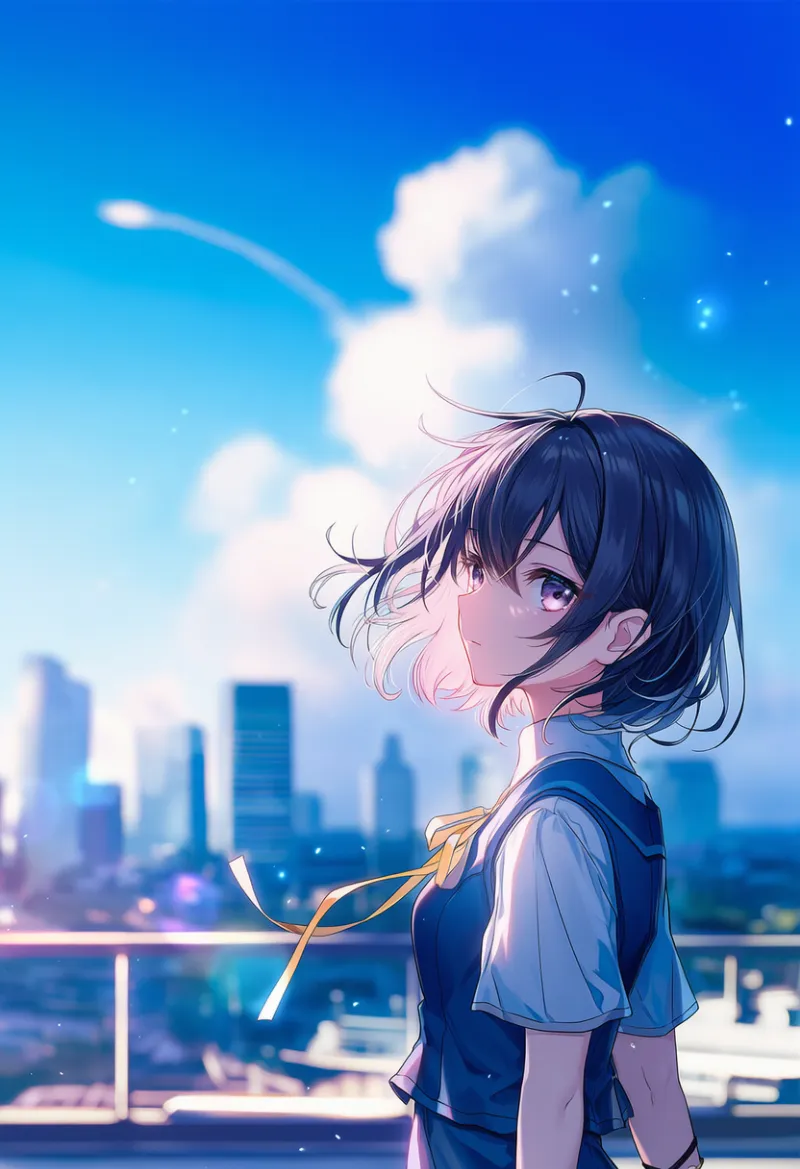 都市の水平線シルエットのAIイラスト（都市景観）