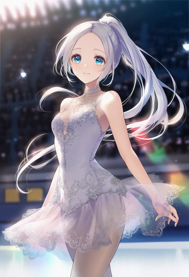 袖なしドレスのAIイラスト（フィギュアスケートドレス）｜プロンプト紹介