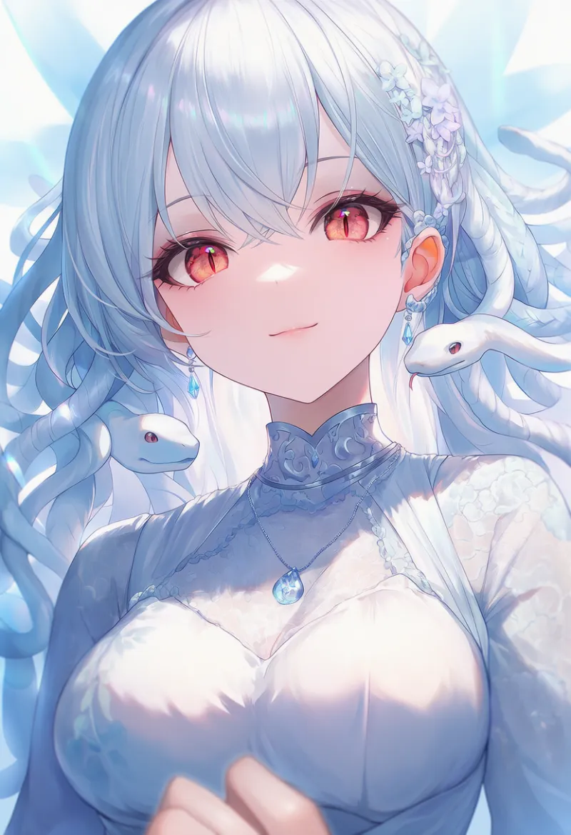 蛇の髪のAIイラスト｜特殊な髪型プロンプト紹介