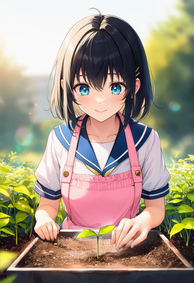 芽が出た植物のAIイラスト（ガーデニング）｜プロンプト紹介