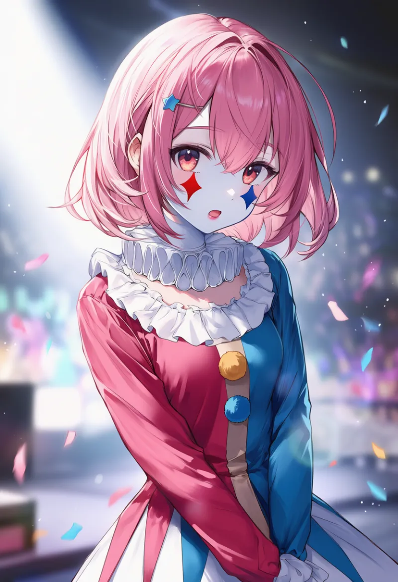 ステージとスポットライトのAIイラスト（ピエロ背景用）｜プロンプト紹介