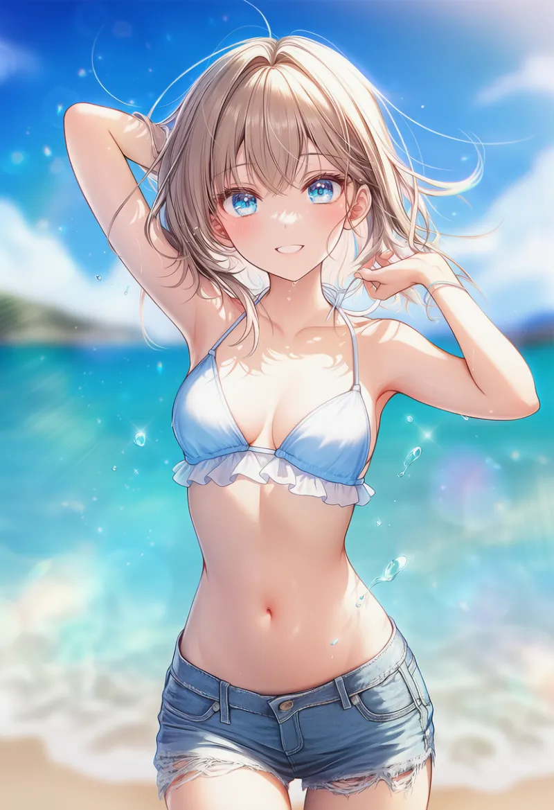 お腹全体が見えている状態のAIイラスト｜プロンプト紹介：stomach