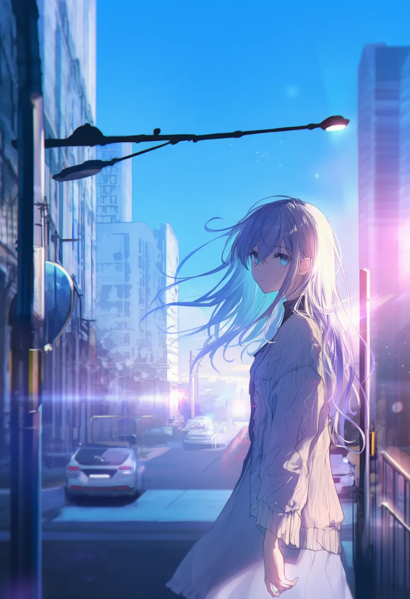 街灯のAIイラスト（都市景観）