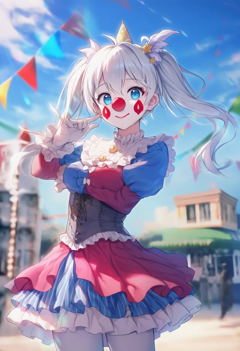 三角旗の連なりのAIイラスト（ピエロ背景用）｜プロンプト紹介