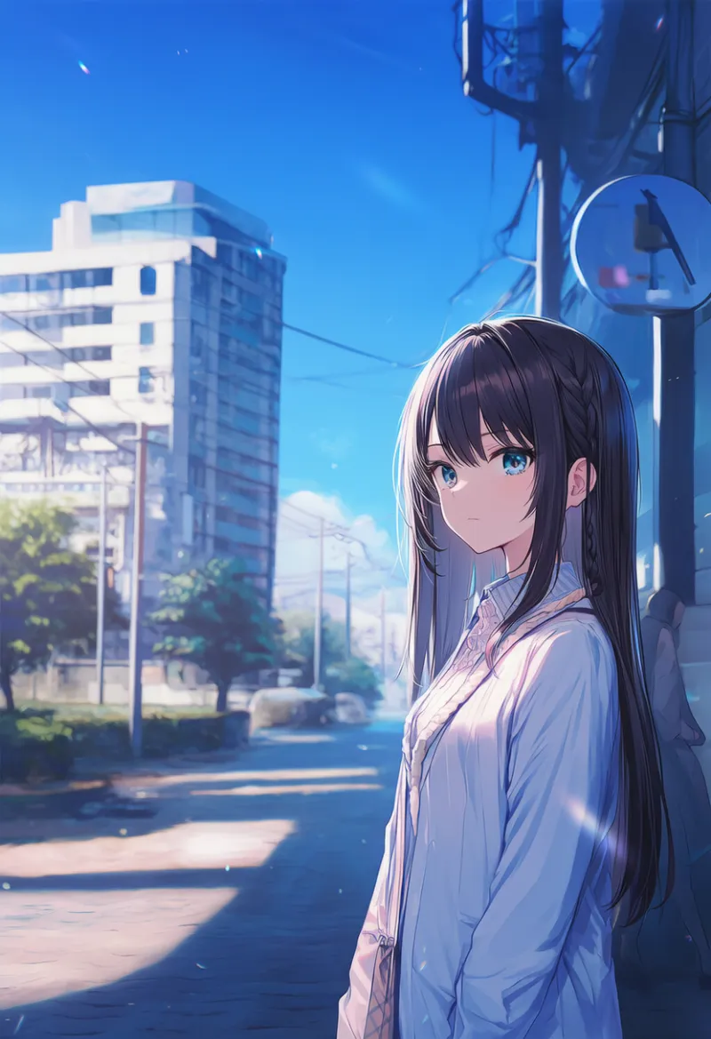 都市郊外の住宅街のAIイラスト