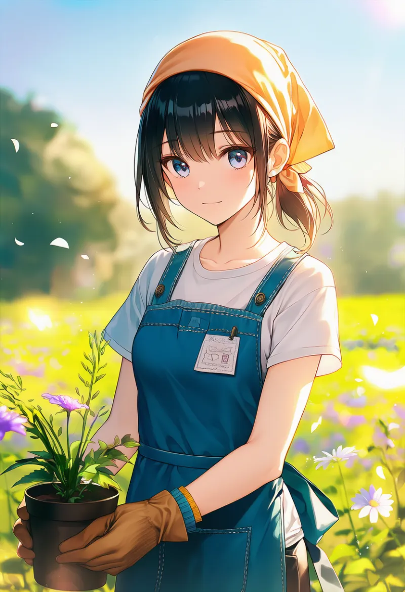 TシャツとエプロンのAIイラスト（園芸用の服装）｜プロンプト紹介