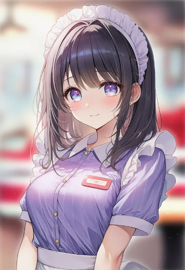 乳テントを強調したダイナー衣装のAIイラスト｜プロンプト紹介