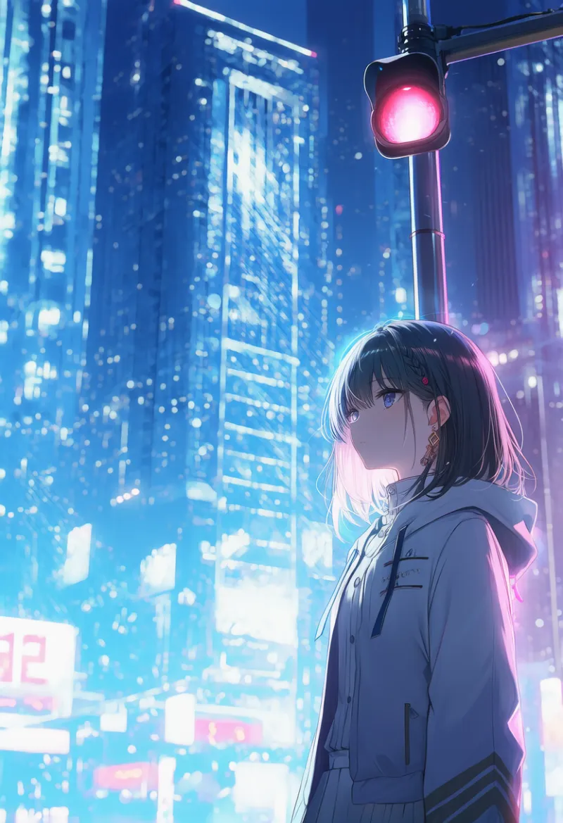 信号機のAIイラスト（都市景観）