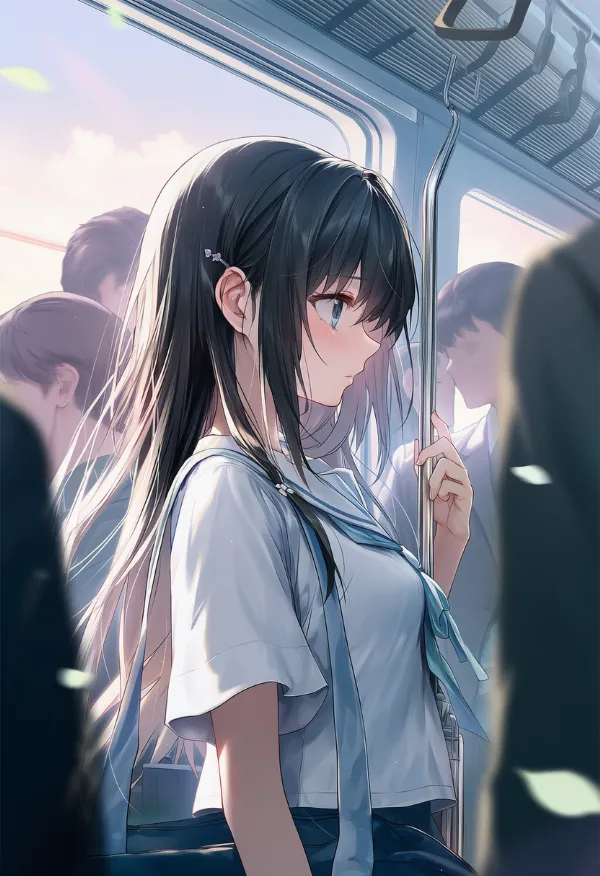 電車内の空間のAIイラスト｜プロンプト紹介