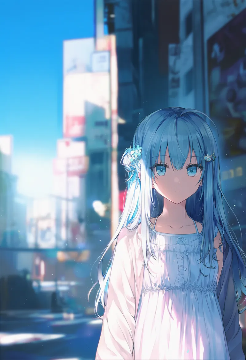 街レベル、密集感のある都市のAIイラスト