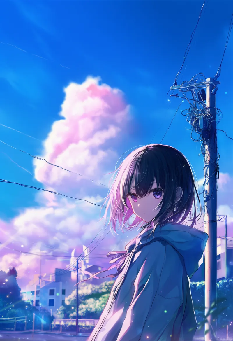 電柱のAIイラスト（都市景観）