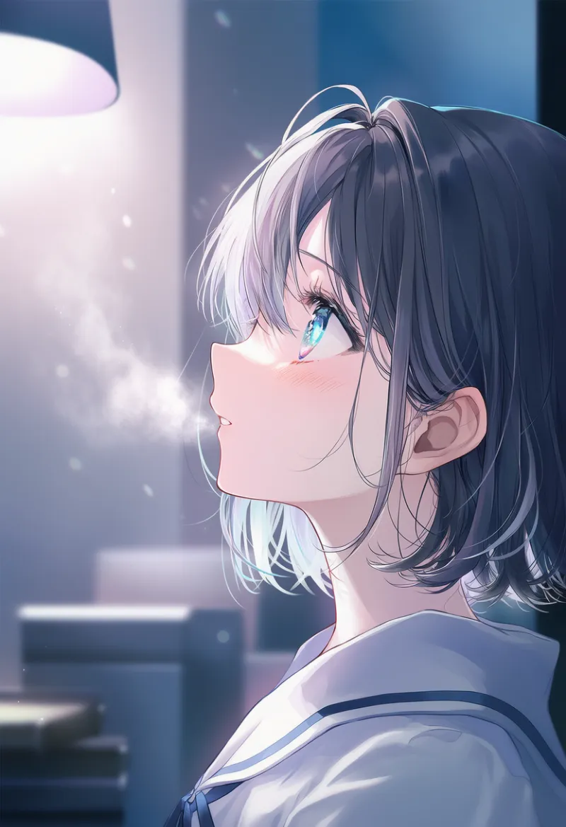 息の視覚効果を再現したAIイラスト｜プロンプト：visible air