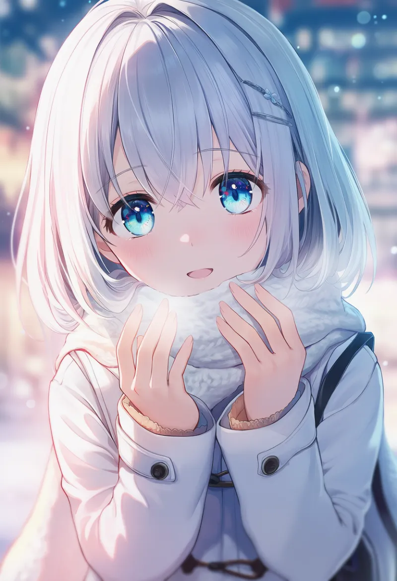 白い息（冬の寒さ）の様子を再現したAIイラスト｜プロンプト：white breath